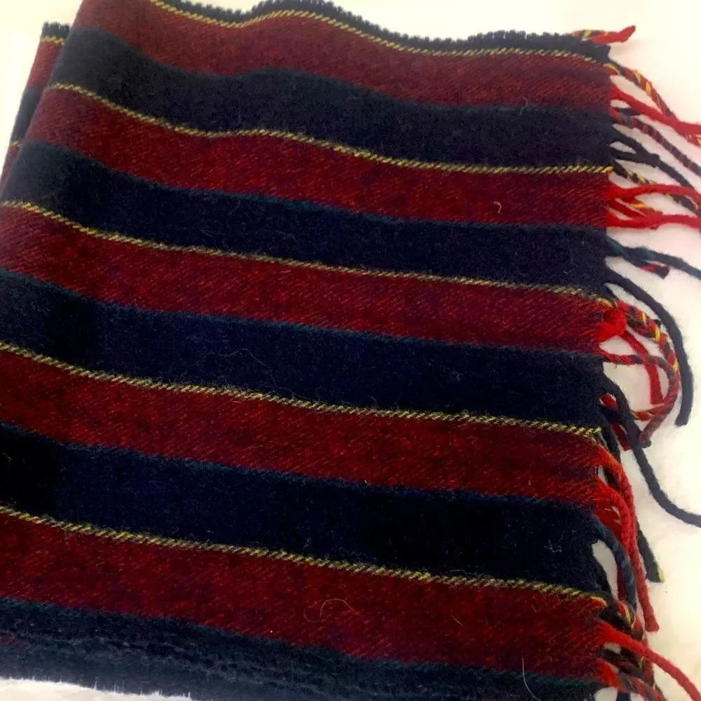 Auth Vtg Christian DIOR Stripe Wool Scarf. Circa 70s Pristine Preloved Wrap